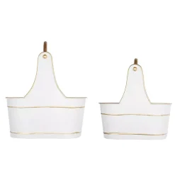 White Iron Merry Christmas Baskets, Set of 2