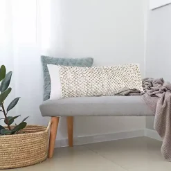 White Jute Hand Knotted Lumbar Pillow
