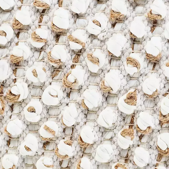 White Jute Hand Knotted Lumbar Pillow