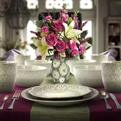 White Lace Embossed 16-pc. Dinnerware Set