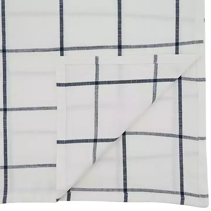 White Large Plaid Long Table Runner, 72 in.