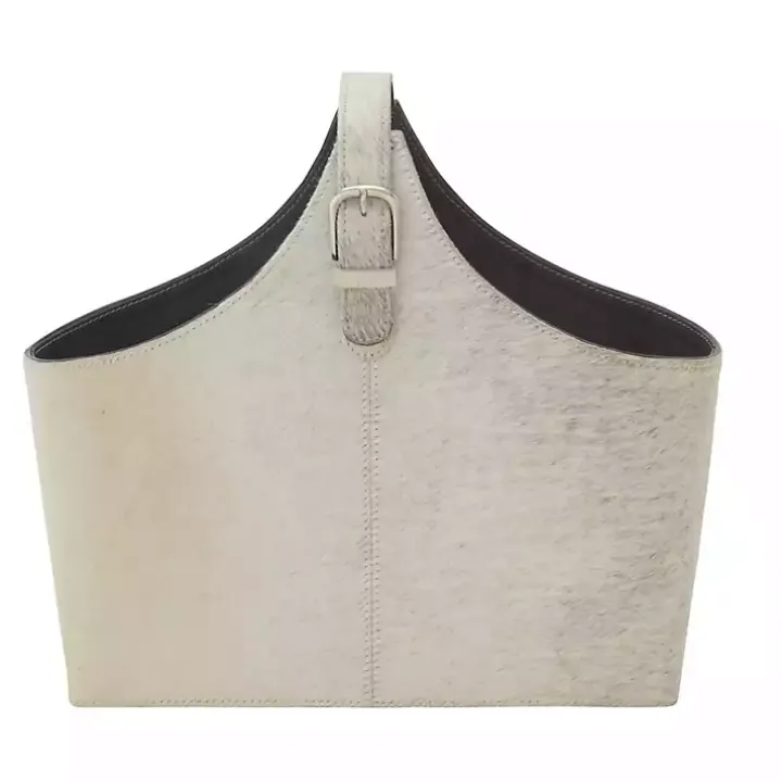 White Leather Textured Magazine Rack