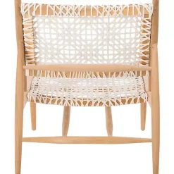 White Leather Woven Accent Chair