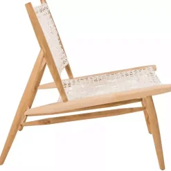 White Leather Woven Accent Chair