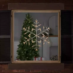 White LED Snowflake Window Silhouette, 13 in.