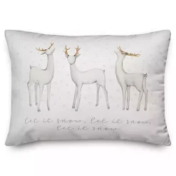White Let it Snow Reindeer Christmas Accent Pillow