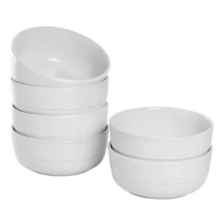 White Linear Cereal Bowls, Set of 6