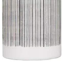 White Lined Ceramic Jars, Set of 2