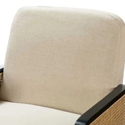 White Linen and Rattan Accent Chair