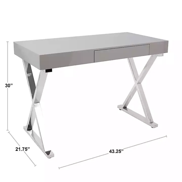 White Luster Chrome Leg Desk