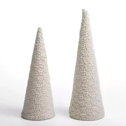White Macrame Cone Trees, Set of 2