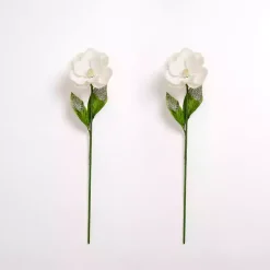 White Magnolia Christmas Stems, Set of 2