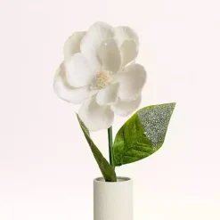 White Magnolia Christmas Stems, Set of 2