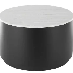 White Marble & Black Metal Storage Coffee Table