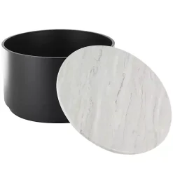 White Marble & Black Metal Storage Coffee Table