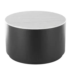 White Marble & Black Metal Storage Coffee Table