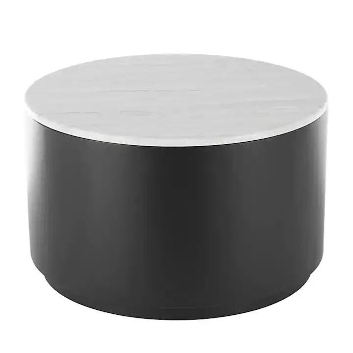 White Marble & Black Metal Storage Coffee Table