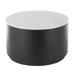 White Marble & Black Metal Storage Coffee Table