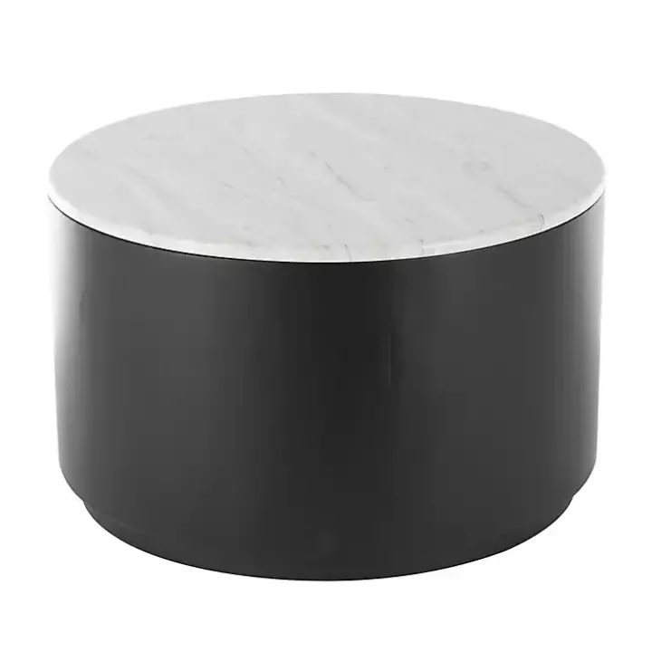 White Marble & Black Metal Storage Coffee Table
