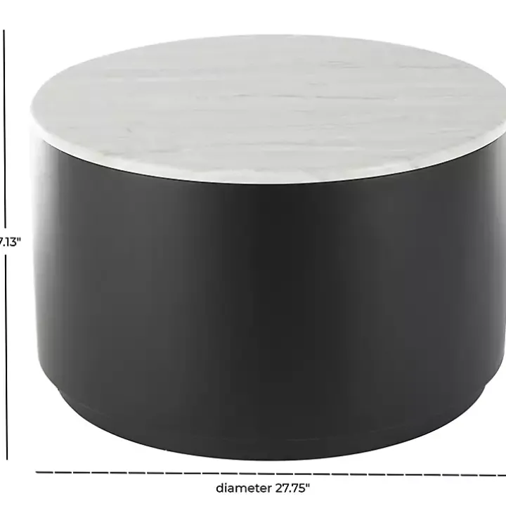 White Marble & Black Metal Storage Coffee Table