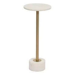 White Marble & Gold Metal Round Cocktail Table