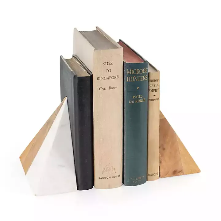 White Marble & Mango Wood Bookends