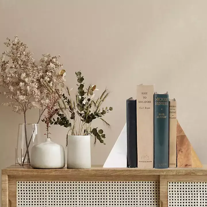 White Marble & Mango Wood Bookends