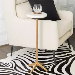 White Marble and Gold Base Cocktail Table