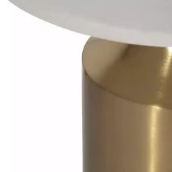 White Marble and Gold Cylinder Accent Table