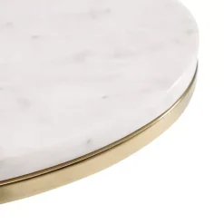 White Marble and Gold Oval C-Shape Accent Table