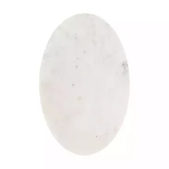 White Marble and Gold Oval C-Shape Accent Table