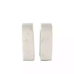 White Marble Arched Bookends, Set of 2