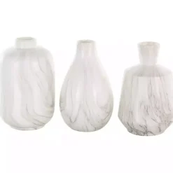 White Marble Ceramic Vases, Set of 3