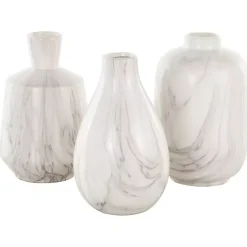 White Marble Ceramic Vases, Set of 3