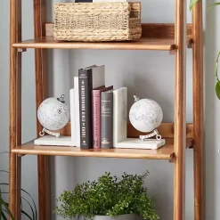 White Marble Globe Bookends, Set of 2