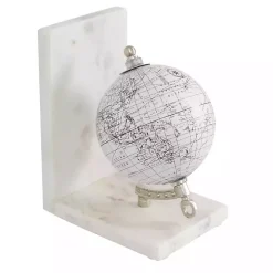 White Marble Globe Bookends, Set of 2