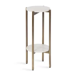 White Marble Gold Accent Table
