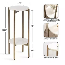 White Marble Gold Accent Table