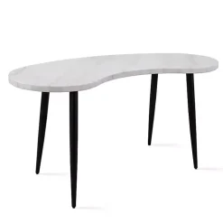 White Marble Kidney Shaped Desk