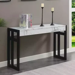 White Marble Monterey Console Table