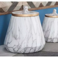 White Marble Oval Jar