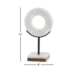 White Marble Ring Sculpture, 11 in.