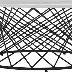White Marble Round Black Loxley Coffee Table