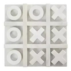 White Marble Tic Tac Toe Game Set