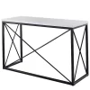 White Marble Top Sabin Metal Base Sofa Table