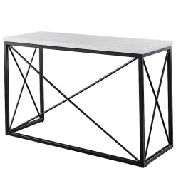 White Marble Top Sabin Metal Base Sofa Table