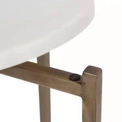 White Marble Walnut Accent Table