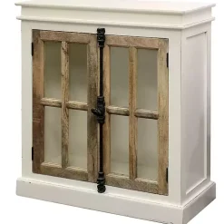 White Marengo Windowpane 2-Door Cabinet