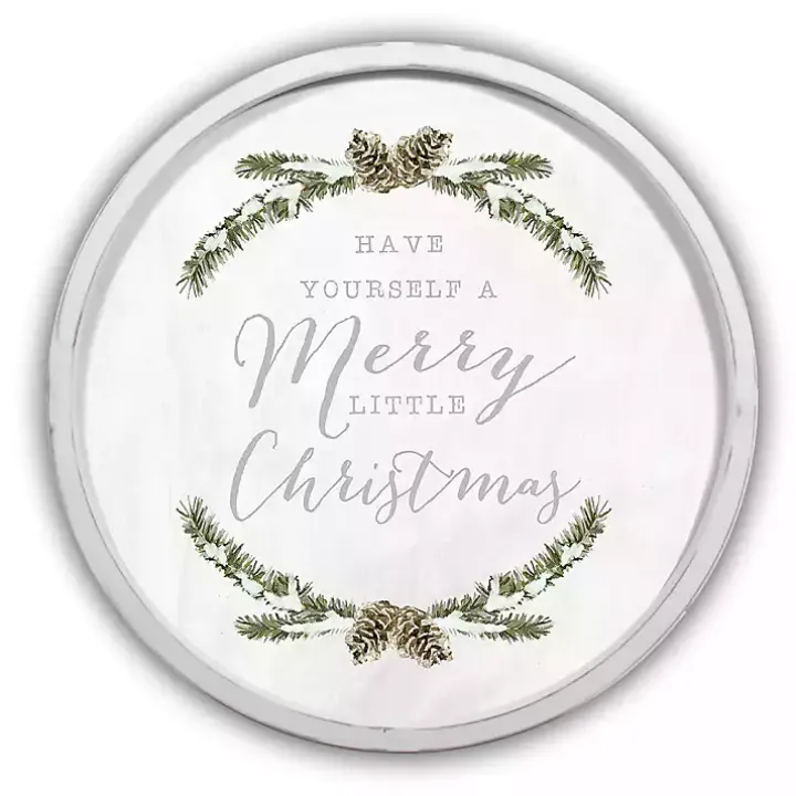 White Merry Little Christmas Round Wall Plaque