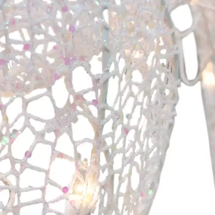 White Mesh and Red Bow Standing LED Christmas Deer